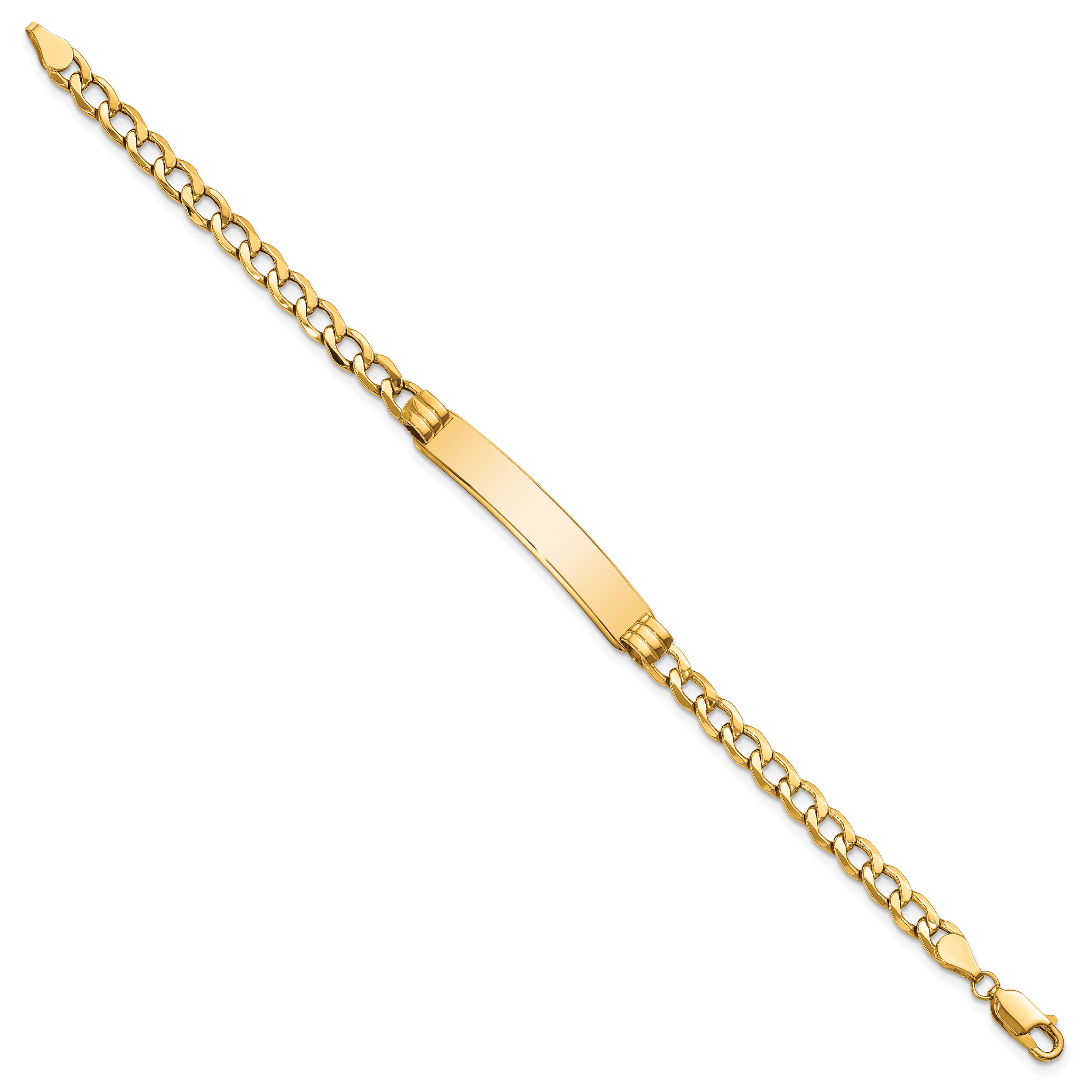 14k Polished Semi-Solid Cuban ID Bracelet