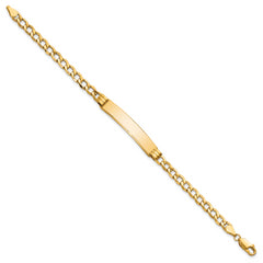 14k Polished Semi-Solid Cuban ID Bracelet