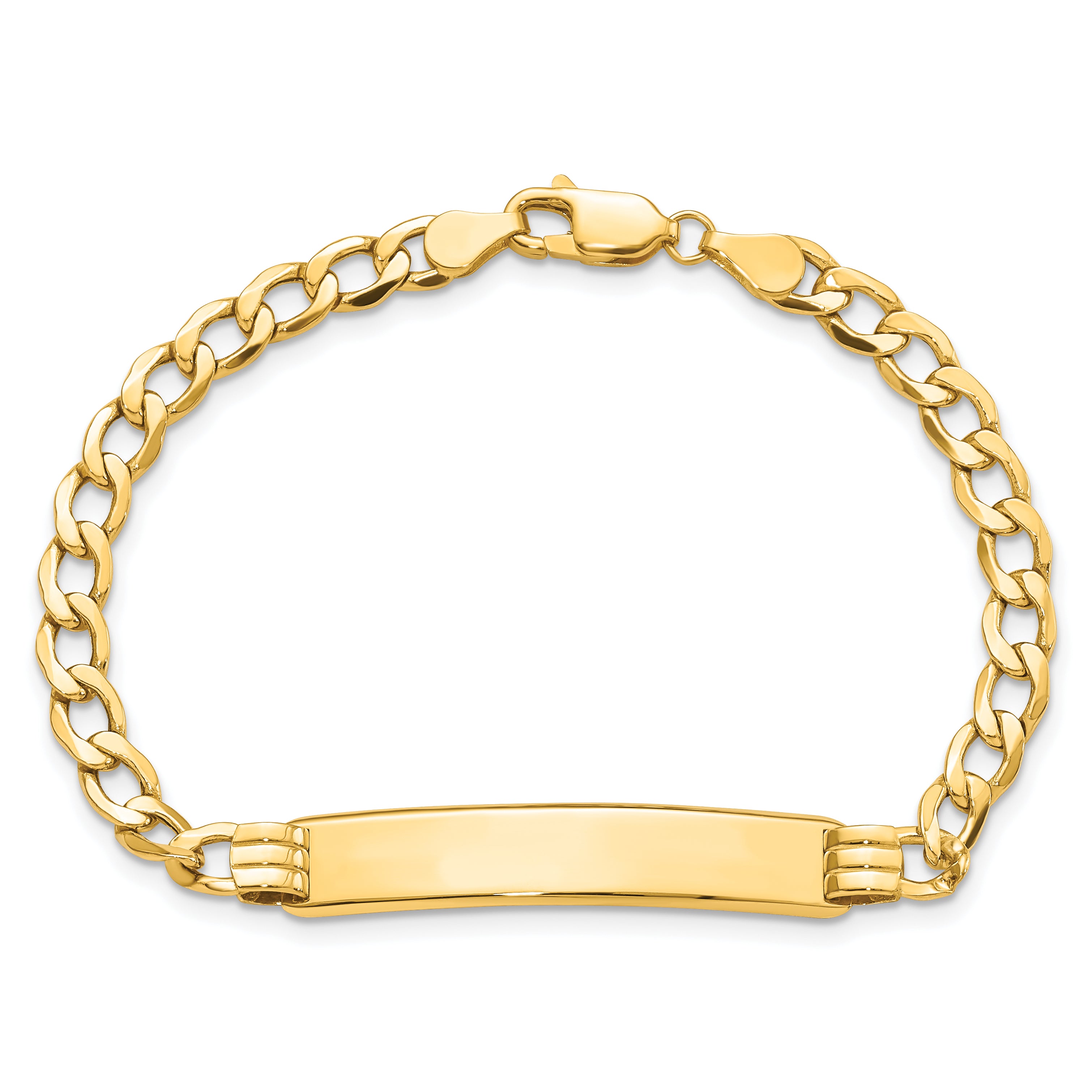 14k Polished Semi-Solid Cuban ID Bracelet