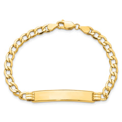 14k Polished Semi-Solid Cuban ID Bracelet
