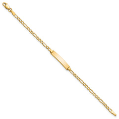 14k Semi-Solid Polished Figaro ID Bracelet