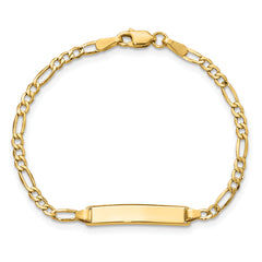 14k Semi-Solid Polished Figaro ID Bracelet