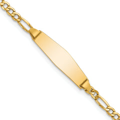 14k Semi-Solid Soft Diamond Shape Figaro ID Bracelet