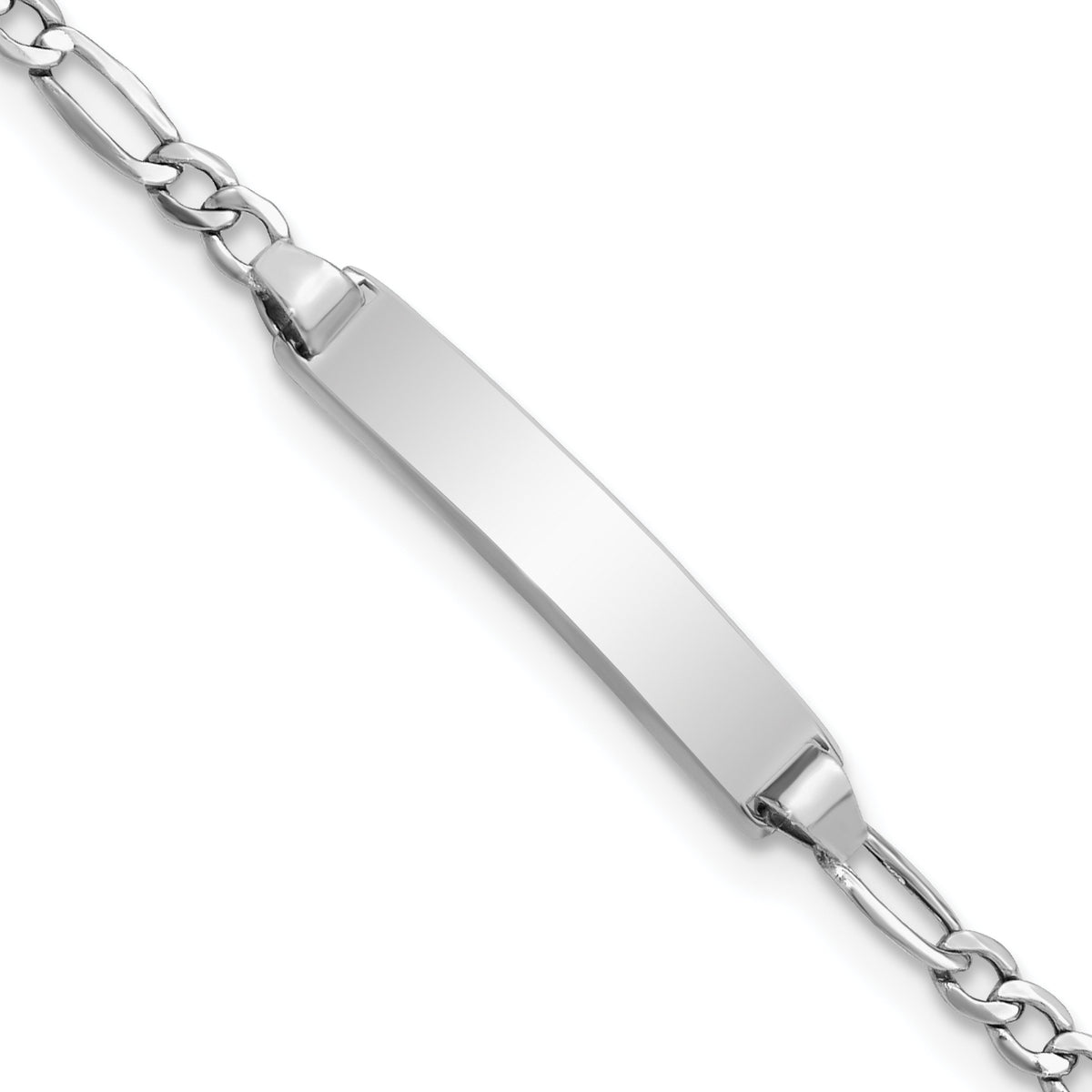 14K WG Semi-Solid Polished Figaro ID Bracelet