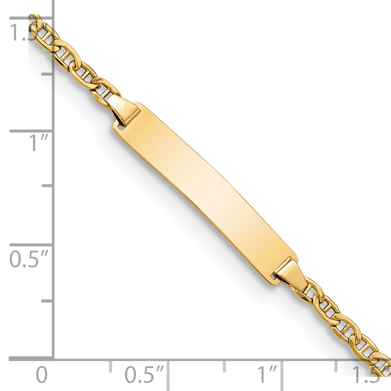 14k Semi-Solid Polished Anchor Link ID  Bracelet