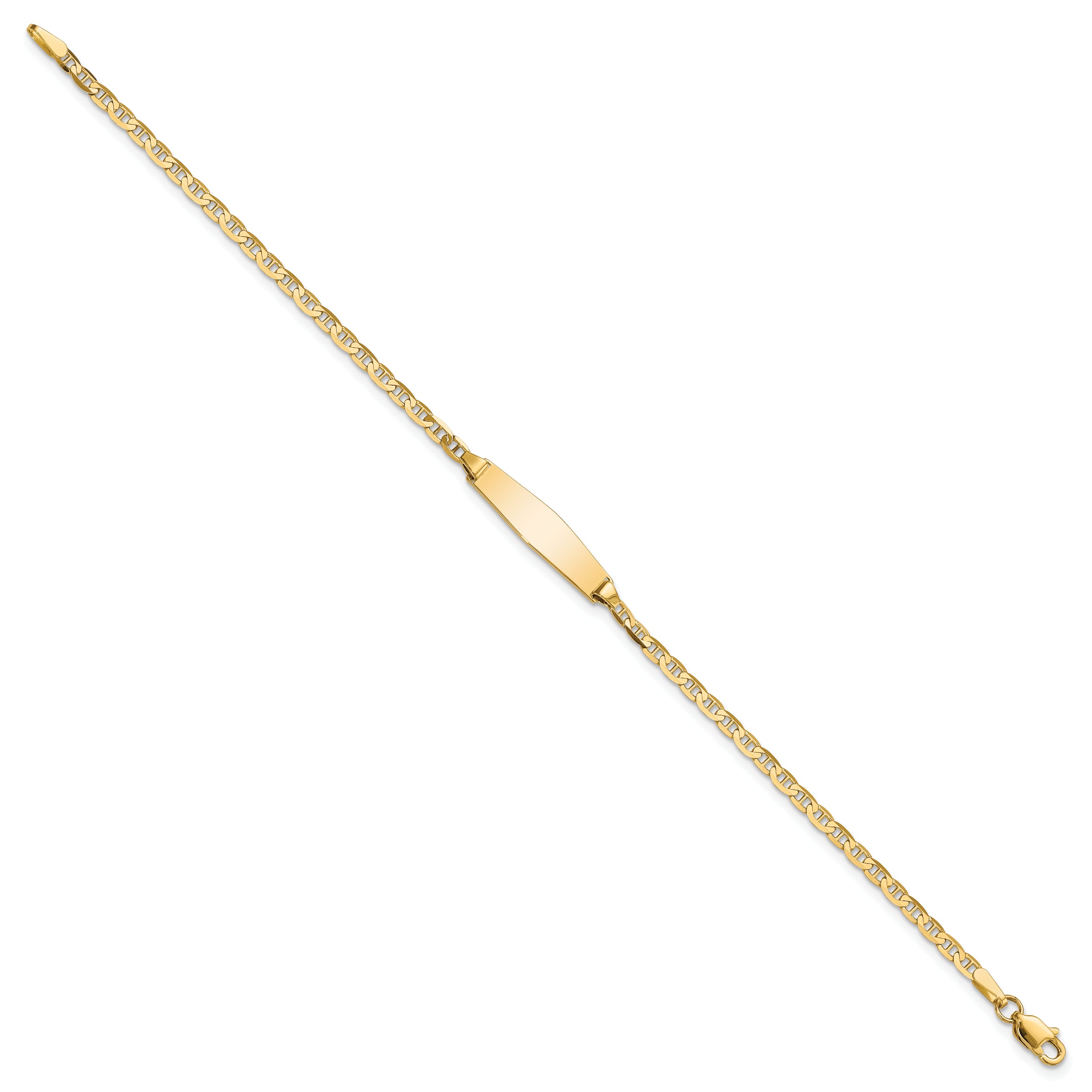 14k Semi-solid Soft Diamond Shape Anchor ID Bracelet