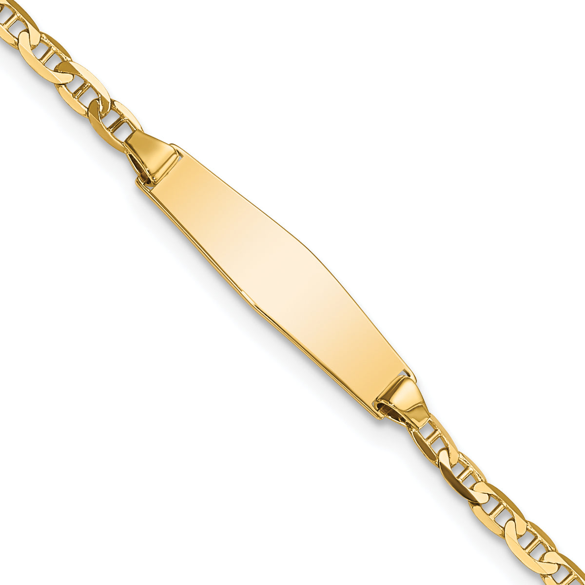 14k Semi-solid Soft Diamond Shape Anchor ID Bracelet
