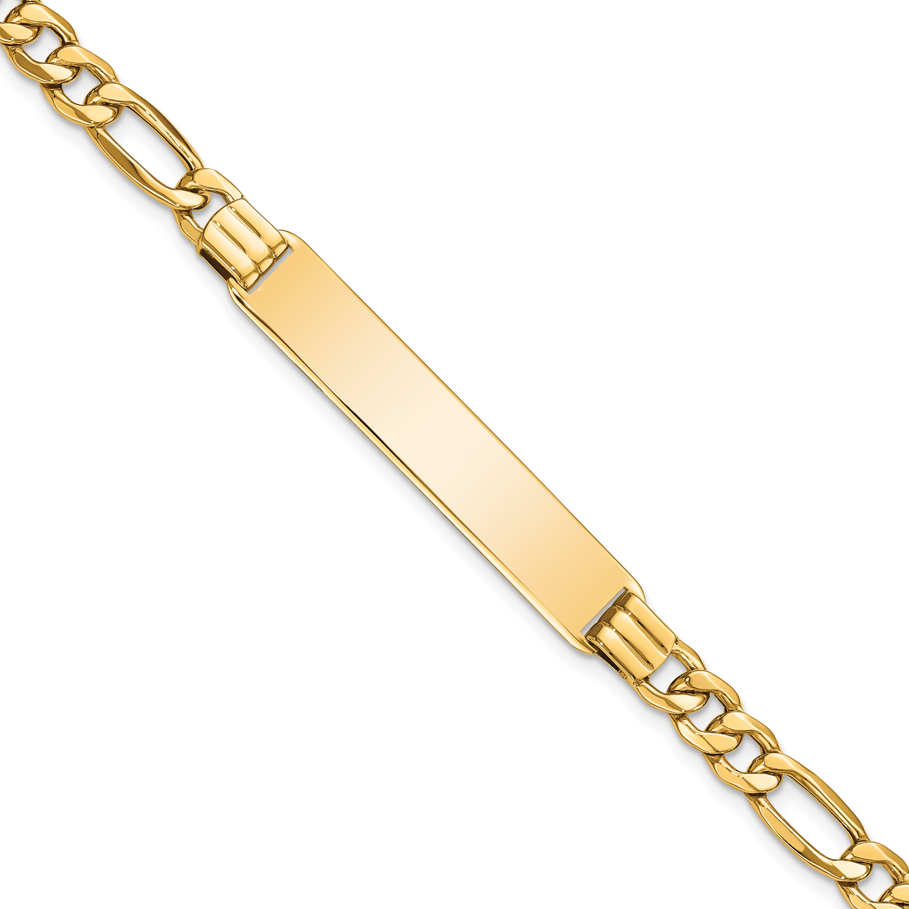 14k Semi-Solid Figaro Link ID Bracelet