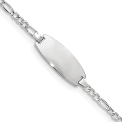 14k White Gold Semi-Solid Oval Figaro ID Bracelet
