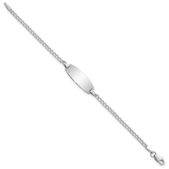 14k White Gold Semi-Solid Oval Curb ID Bracelet