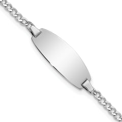 14k White Gold Semi-Solid Oval Curb ID Bracelet