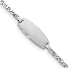 14k White Gold Semi-Solid Oval Anchor ID Bracelet