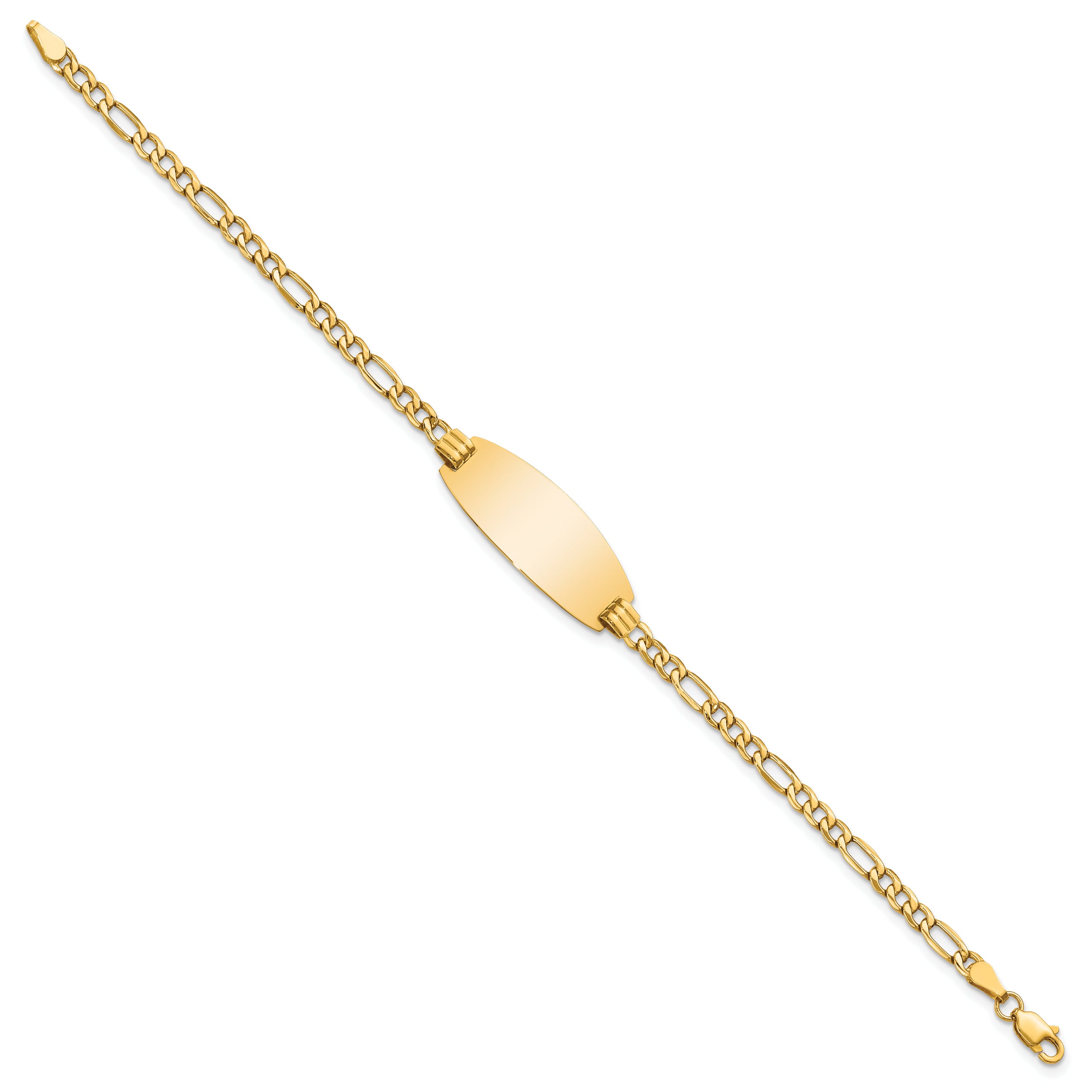 14k Semi-Solid Oval ID Figaro Bracelet