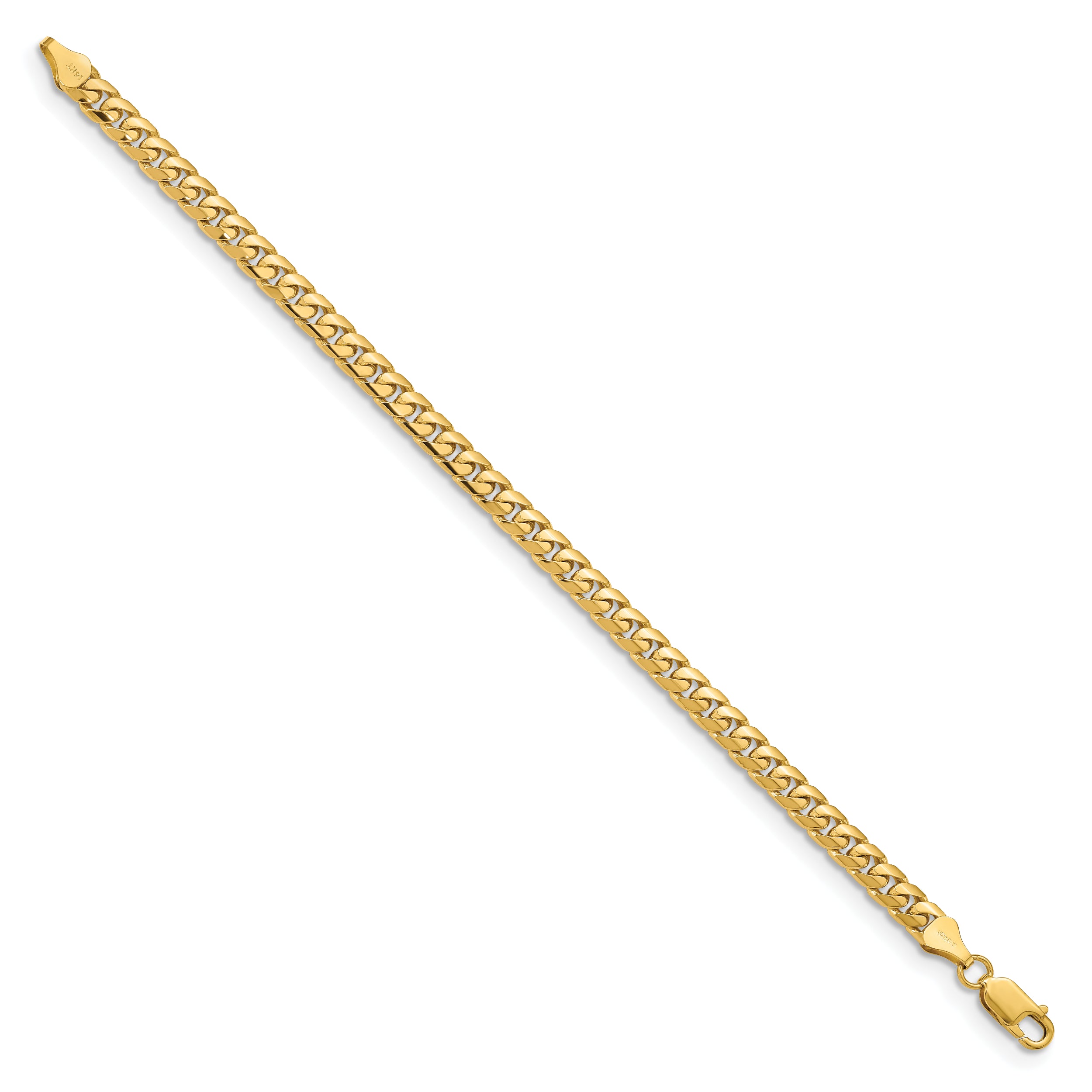 14K 8 inch 5.5mm Solid Miami Cuban Link with Lobster Clasp Bracelet - 8