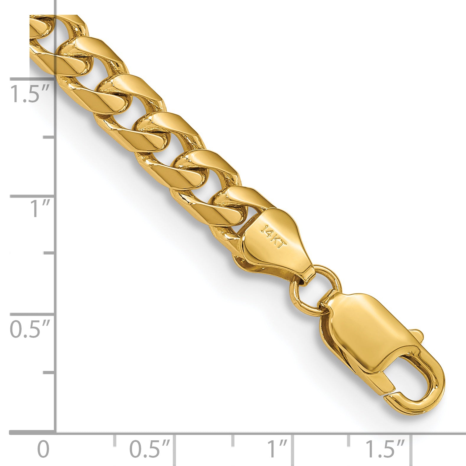 14K 8 inch 6.25mm Solid Miami Cuban Link with Lobster Clasp Bracelet - 8
