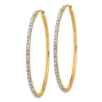 14K Gold Diamond Fascination Large Polished Hoop Earrings for Women