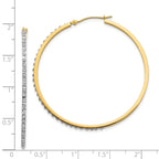 14K Gold Diamond Fascination Large Polished Hoop Earrings for Women