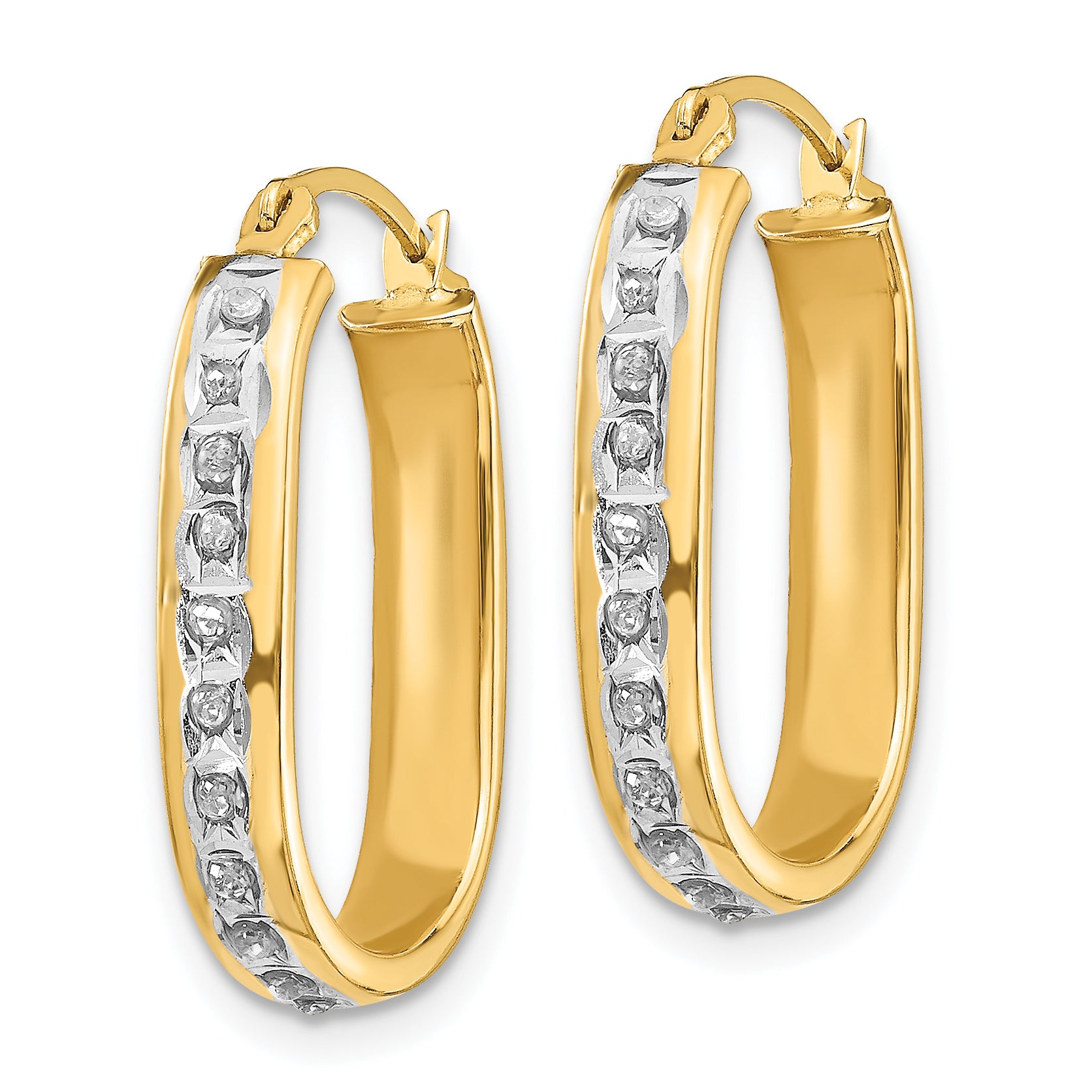 14K Gold Diamond-Accented Squared Hoop Earrings Polished & Lightweight Design Secondary image