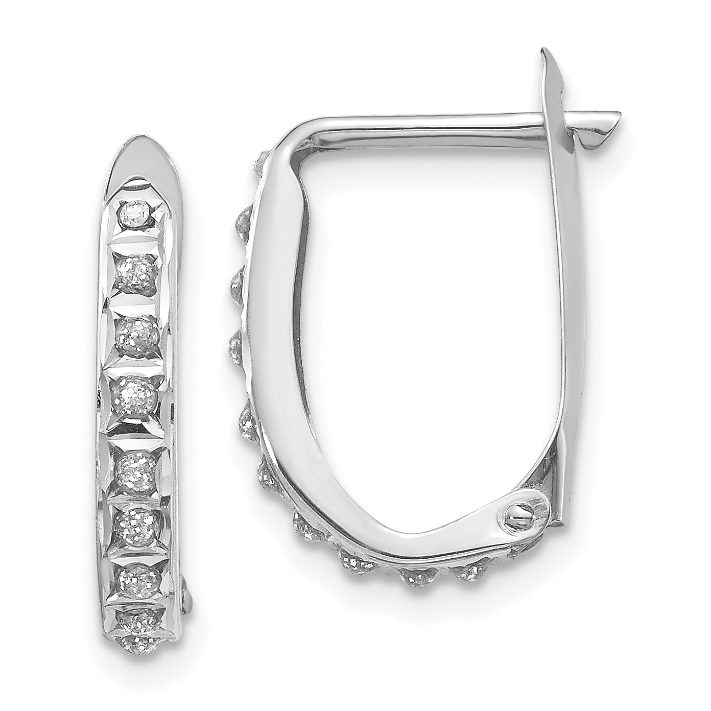 14k White Gold Diamond Fascination Hoop Earrings