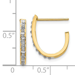 14K Gold Diamond J-Hoop Earrings with Polished Finish for Women