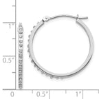 14K White Gold Diamond Hoop Earrings with Rhodium Finish  Polished and Elegant