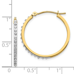14K Gold Diamond Fascination Hoop Earrings with Polished Finish, 26mm