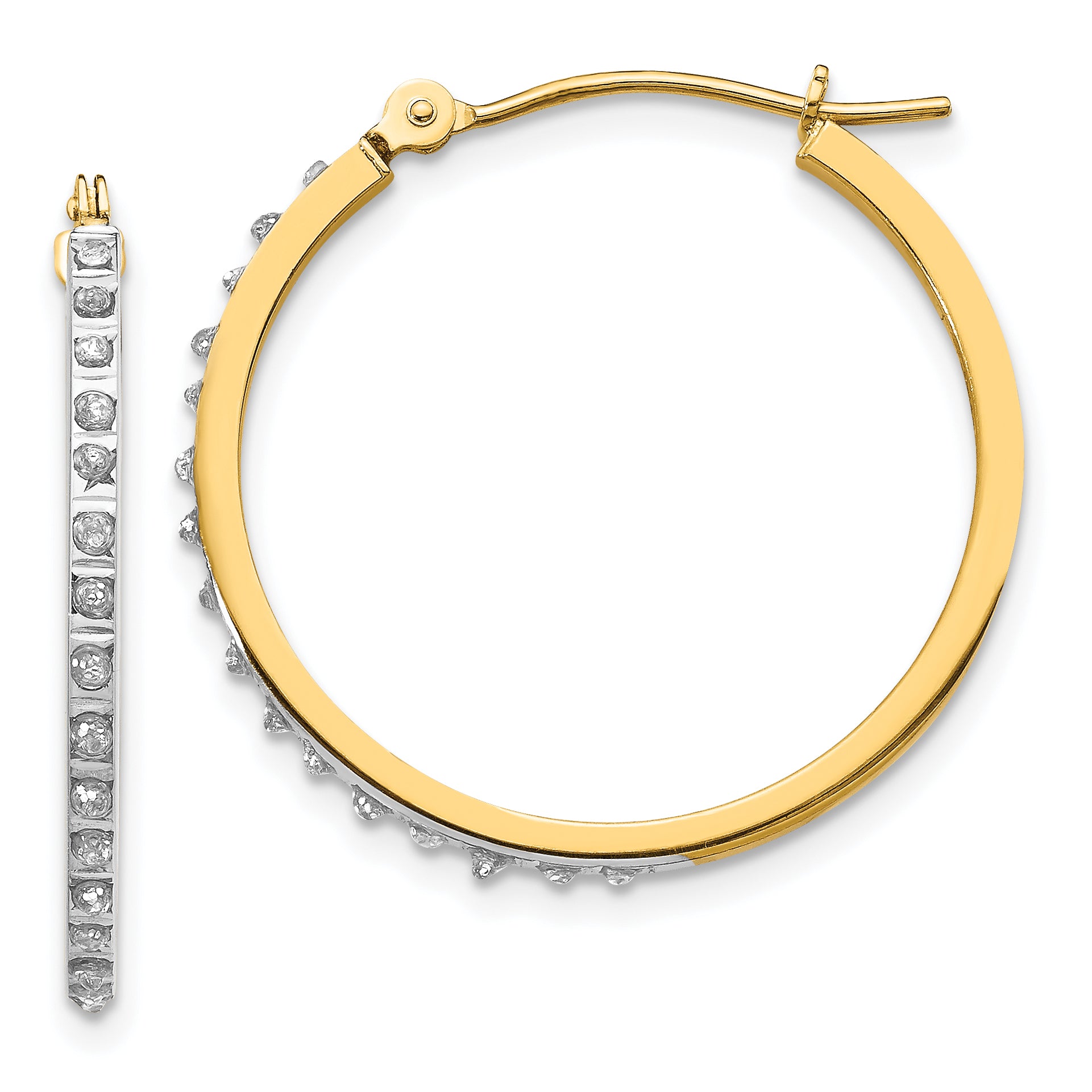 14k Diamond Fascination Round Hinged Hoop Earrings Main image
