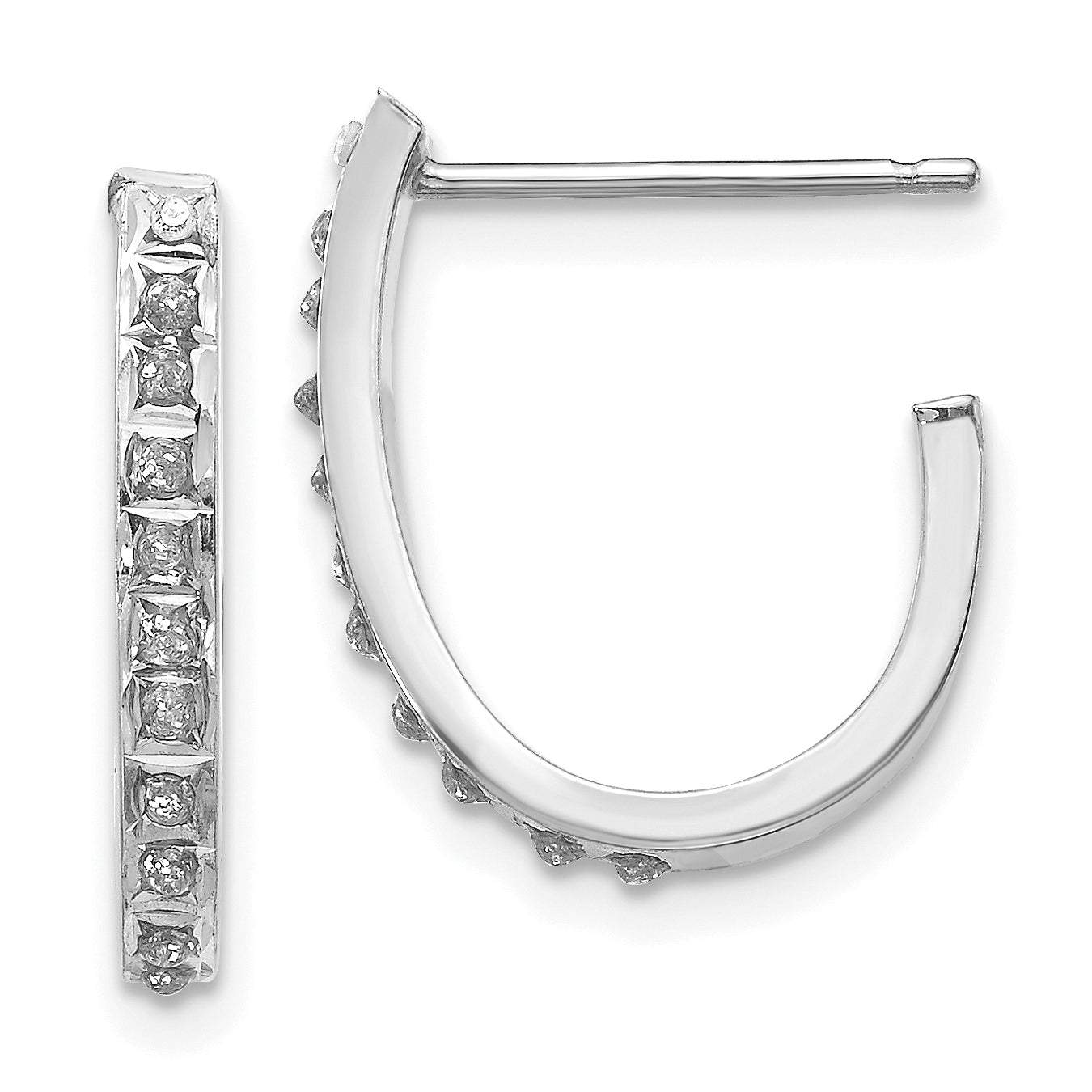 14k White Gold Diamond Fascination Hoop Earrings Main image