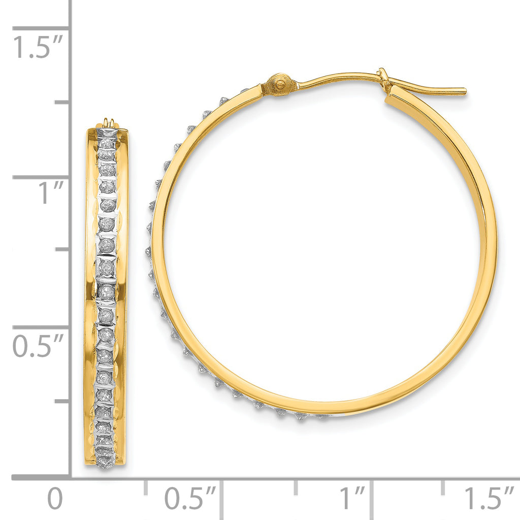 14K Gold Diamond Hoop Earrings with Polished Finish  Elegant Hinged Design