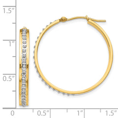 14K Gold Diamond Hoop Earrings with Polished Finish  Elegant Hinged Design
