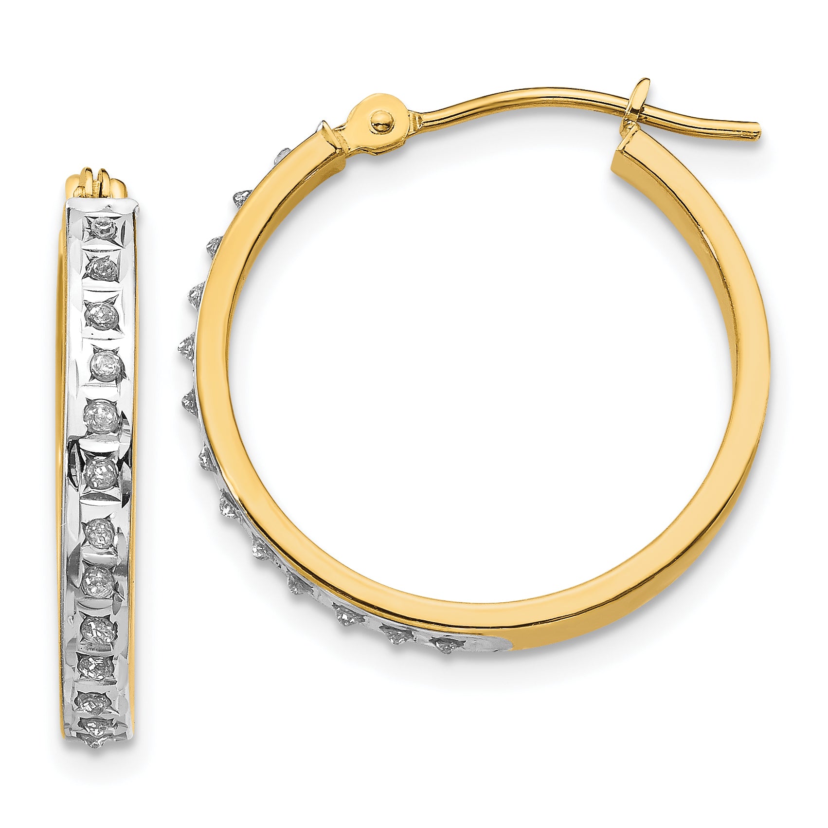 14k Diamond Fascination Round Hinged Hoop Earrings Main image