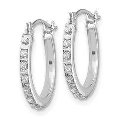 14k White Gold Diamond Fascination Hinged Hoop Earrings