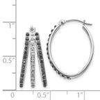 14K White Gold Diamond Fascination Black & White Triple Oval Hoop Earrings