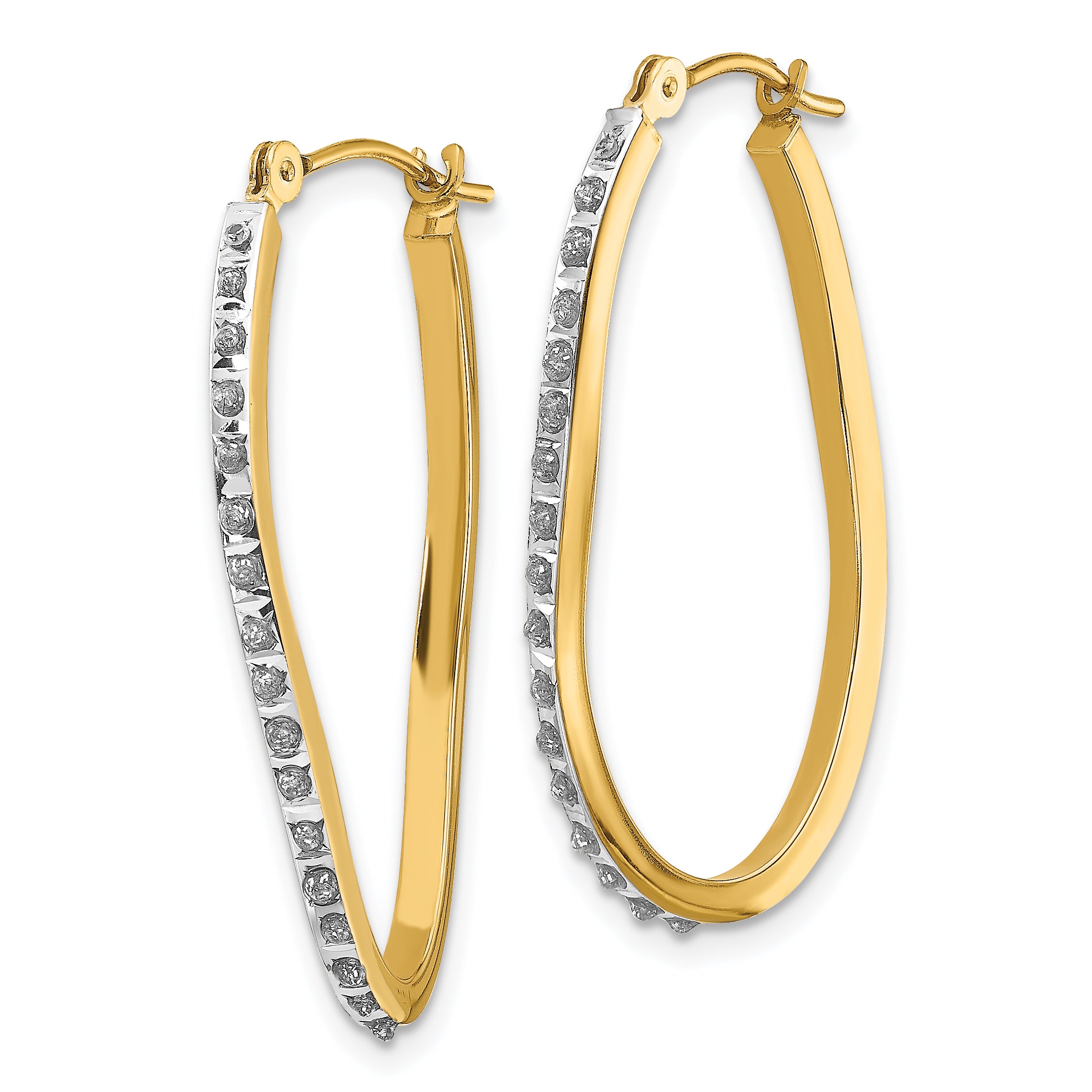 14k Diamond Fascination Twist Hinged Hoop Earrings