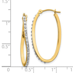 14K Gold Diamond Twist Hoop Earrings with Polished Finish  Elegant and Lightweight