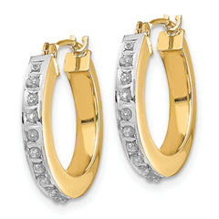 14K Gold Diamond Hoop Earrings with Polished Finish  16mm Stylish Hinge Design