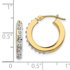 14K Gold Diamond Hoop Earrings with Polished Finish  16mm Stylish Hinge Design