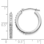 14K White Gold Diamond Hoop Earrings with Polished Rhodium Finish
