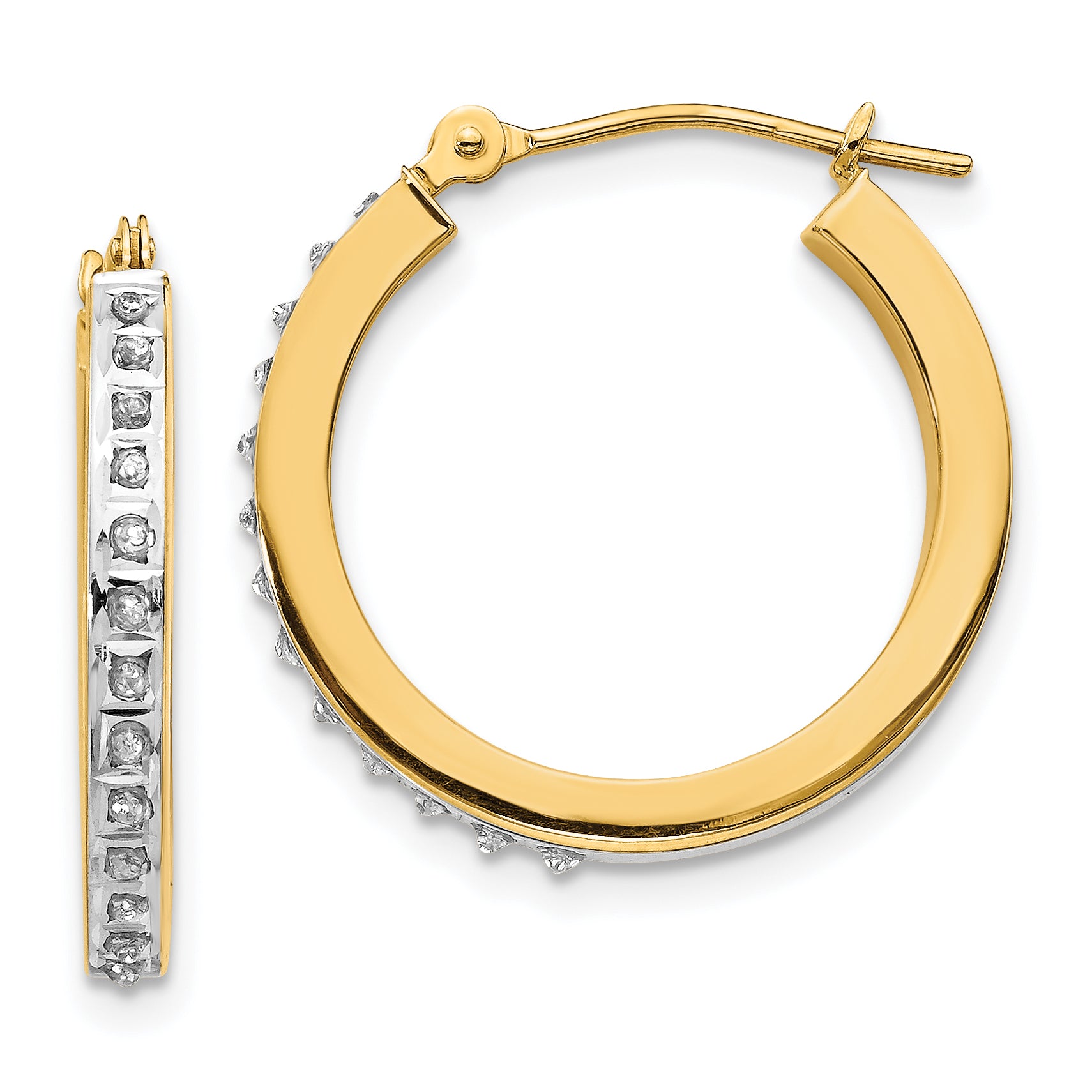 14k Diamond Fascination Round Hinged Hoop Earrings Main image