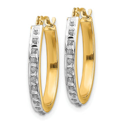 14K Gold Diamond Fascination Oval Hoop Earrings, Polished & Lightweight