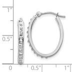 14K White Gold Diamond Oval Hoop Earrings with Polished Rhodium Finish
