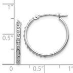 14K White Gold Diamond Hoop Earrings with Rhodium Finish, 20mm Elegant Design