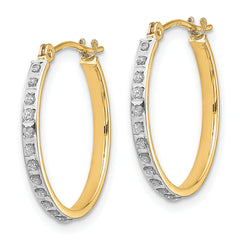 14K Gold Diamond Fascination Hoop Earrings with Polished Finish