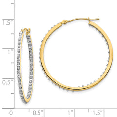14k Diamond Fascination Round Hinged Hoop Earrings