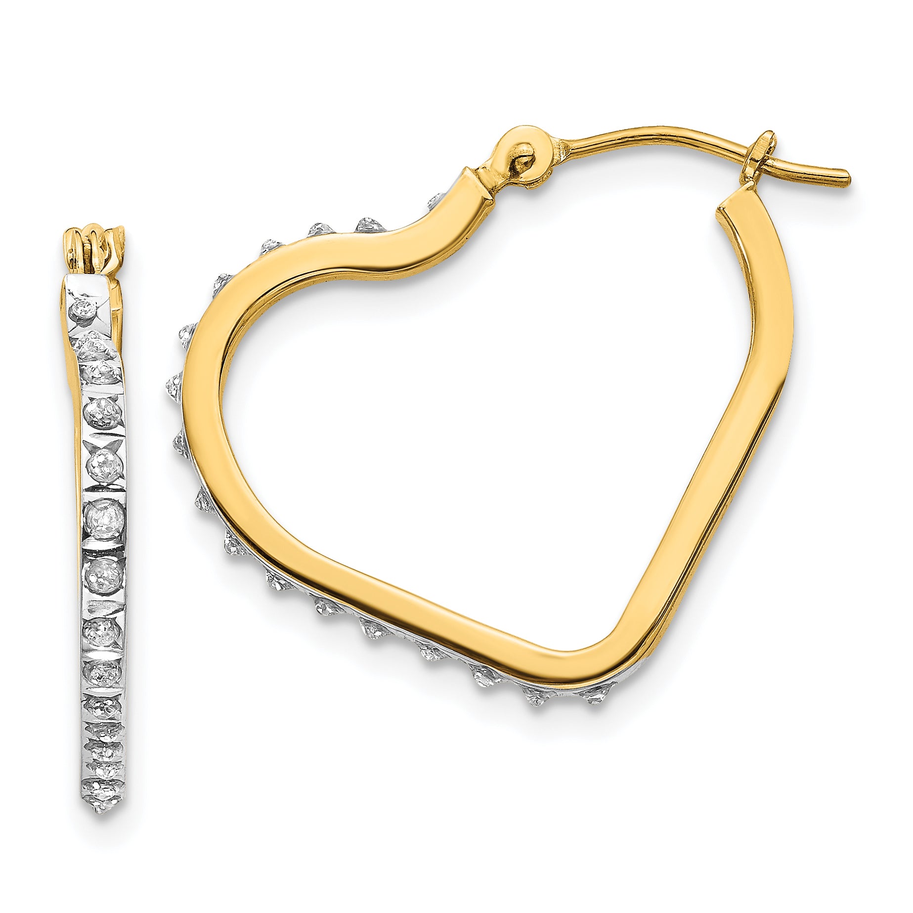 14k Diamond Fascination Heart Hoop Earrings Main image