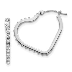 14k White Gold Diamond Fascination Heart Hoop Earrings