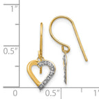 14K Gold Diamond-Accented Heart Drop Earrings with Polished Finish