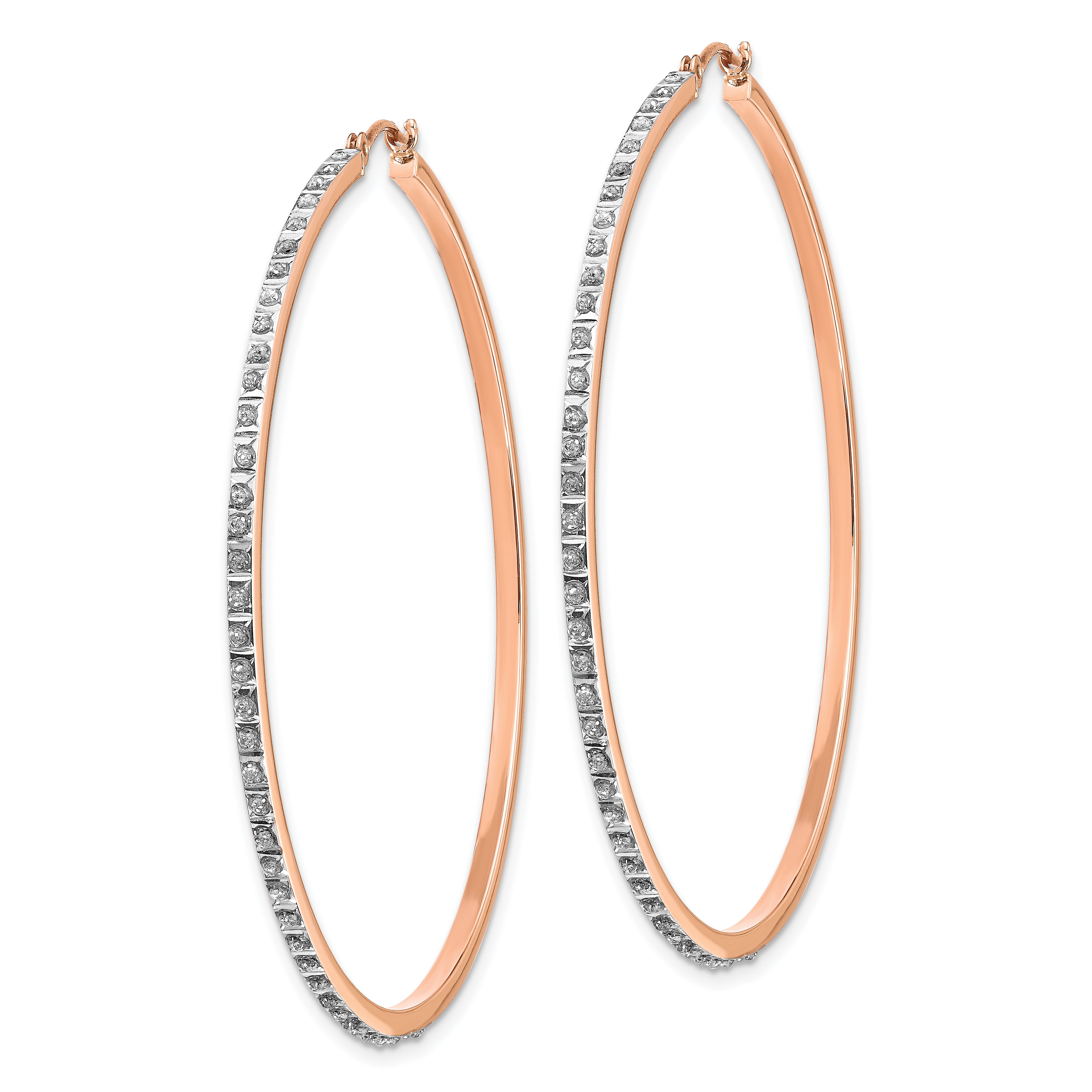 14K Rose Gold Diamond Accent Round Hoop Earrings  Polished Elegant Design by Sophia Jewelers
