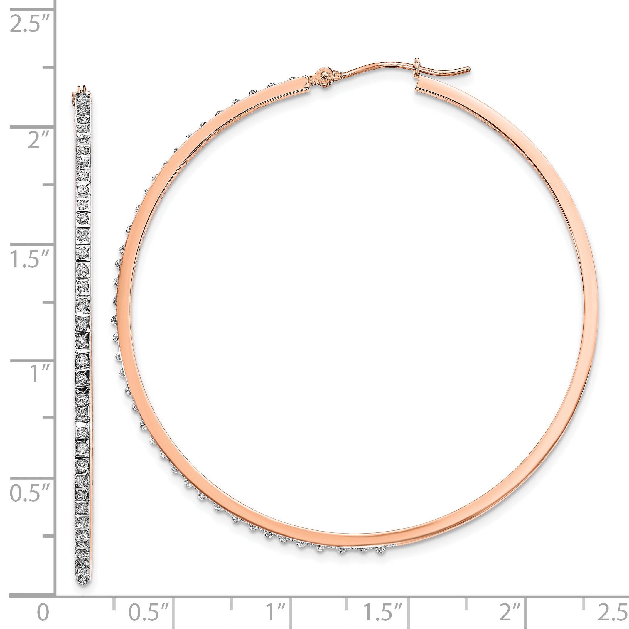 14K Rose Gold Diamond Accent Round Hoop Earrings  Polished Elegant Design by Sophia Jewelers