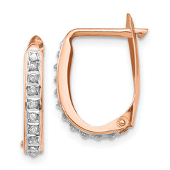 14k Rose Gold Diamond Fascination Oval Hinged Hoop Earrings
